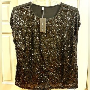 IN'VOLAND Women's Plus Size Sequin Top Shimmer Tank Top 18W Black